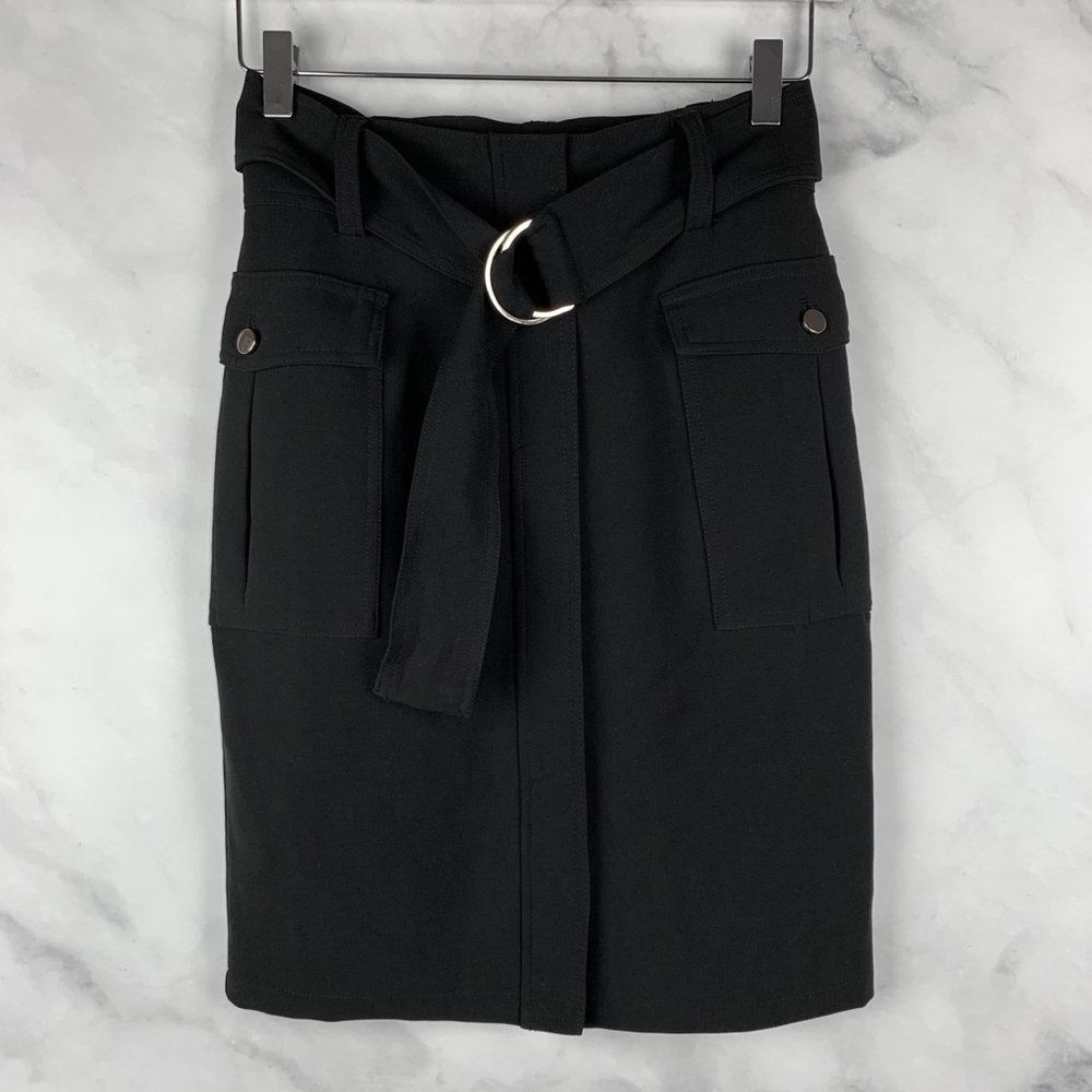 Elegant Black Belted Skirt